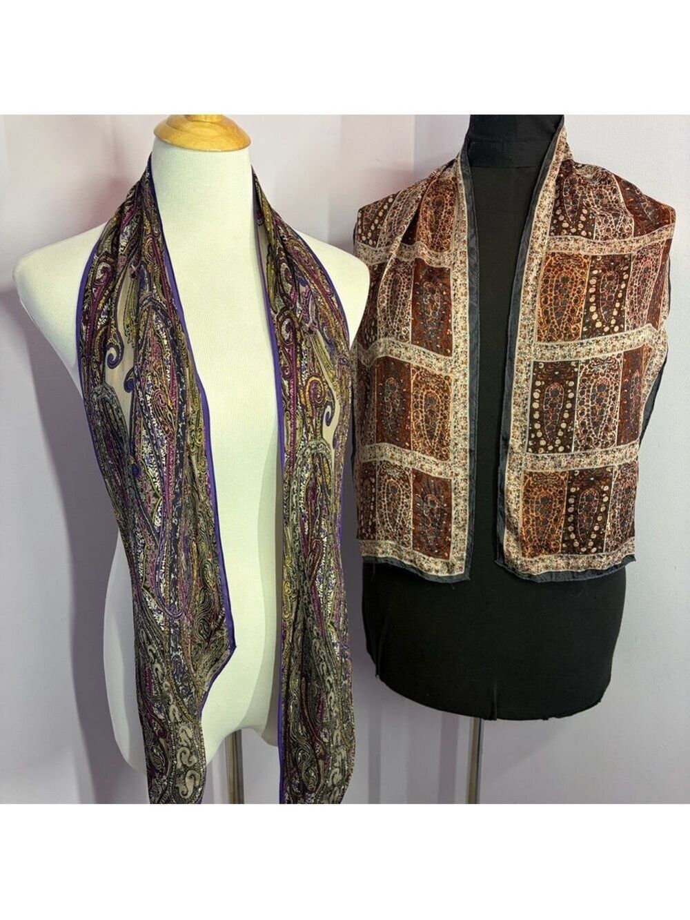 Silk Scarves, Oscar de la Renta & EllenTracy, Set of 2